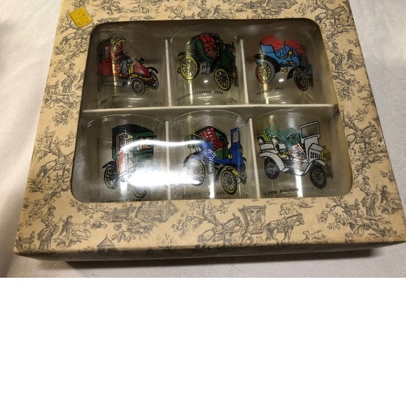 Vintage VMC Reims France Automotive Shot Glasses Cars Dietrich Renault Orig Box - Picture 9 of 10